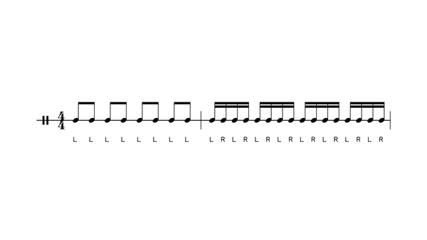 Left Hand Warmup drum rudiment notation