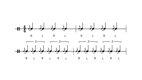 Flam drum rudiment notation