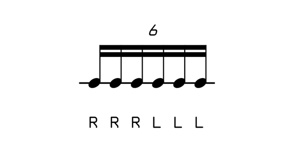 Triple Stroke Roll drum rudiment notation