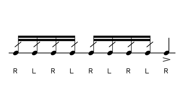 Seventeen Stroke Roll drum rudiment notation