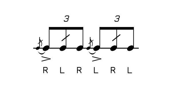 Flam Drag drum rudiment notation