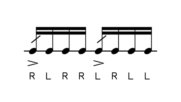 Single Dragadiddle drum rudiment notation