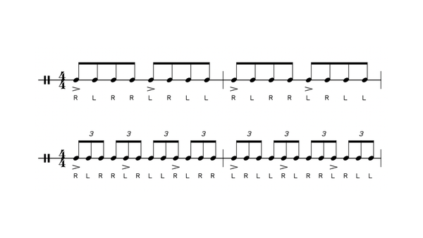 Paradiddle drum rudiment notation