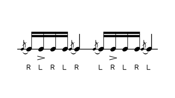 Flamacue drum rudiment notation