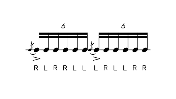 Flam Paradiddle-Diddle drum rudiment notation