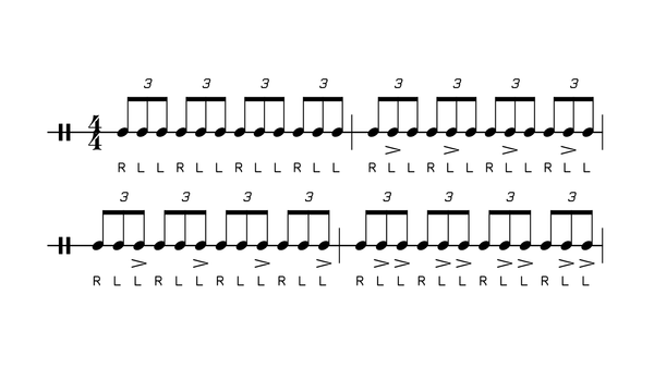 Weak Hand Dynamics #1 drum rudiment notation