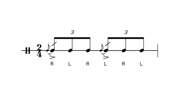 Cheese drum rudiment notation