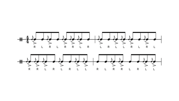 FlamaFlamaFlamFlam drum rudiment notation