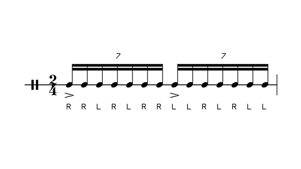 Septuplet Exercise #1 drum rudiment notation