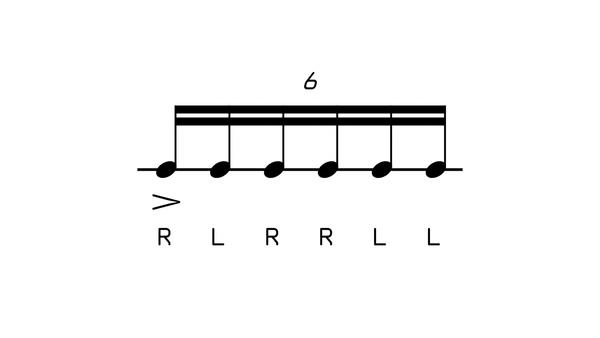 Paradiddle-Diddle drum rudiment notation