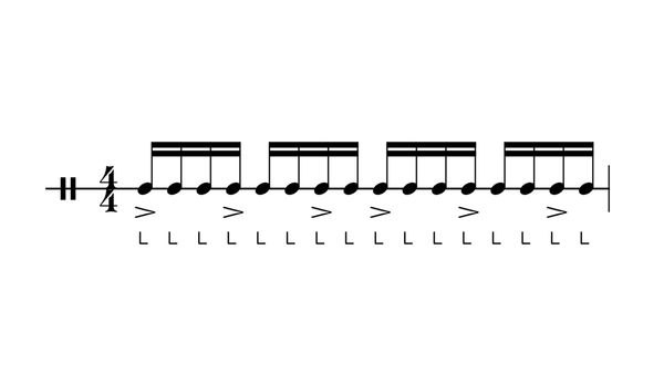 Left Accents #3 drum rudiment notation