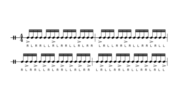 Philo's Warm Up drum rudiment notation