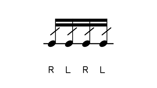 Double Stroke Roll drum rudiment notation