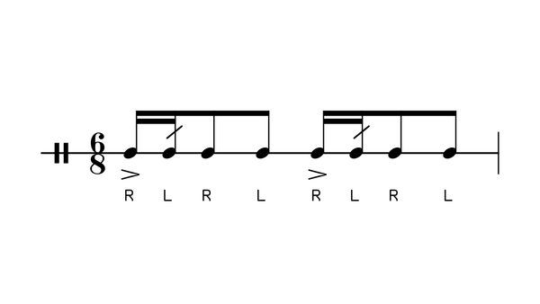 Diddle Herta drum rudiment notation
