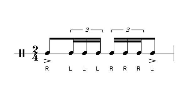 Eight Stroke Triplet Roll drum rudiment notation