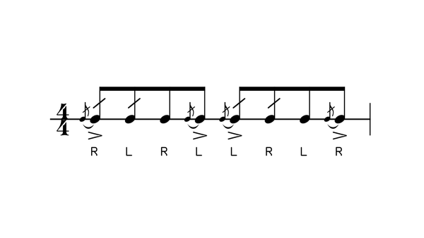 Fu-Fives drum rudiment notation