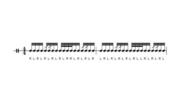 Travis' Warm-Up drum rudiment notation