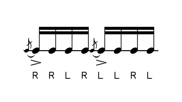 Single Flammed Mill drum rudiment notation