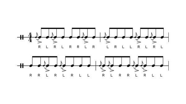 Flamaflamadiddle drum rudiment notation