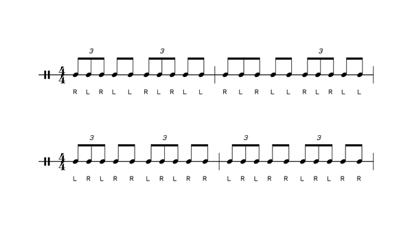Tripletdiddle drum rudiment notation