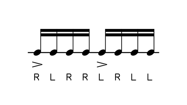 Single Paradiddle drum rudiment notation