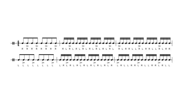 Robert's Warm Up drum rudiment notation