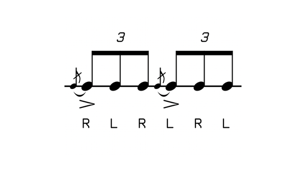 Flam Accent drum rudiment notation