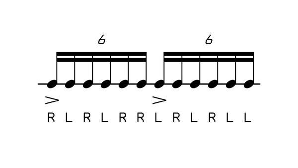 Double Paradiddle drum rudiment notation