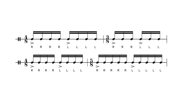 Josh's Warm-Up drum rudiment notation