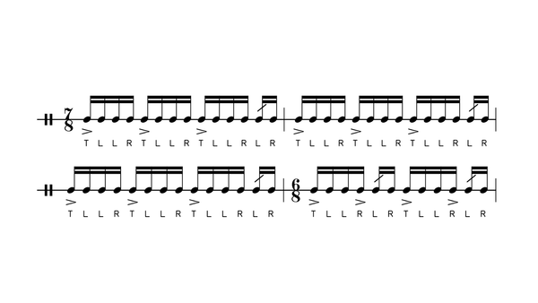 Gavin's Warm-Up drum rudiment notation