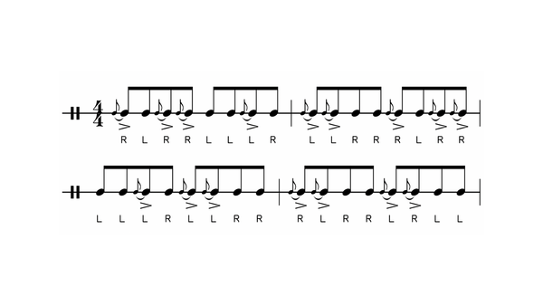 FlamaFlamFlamdiddle drum rudiment notation